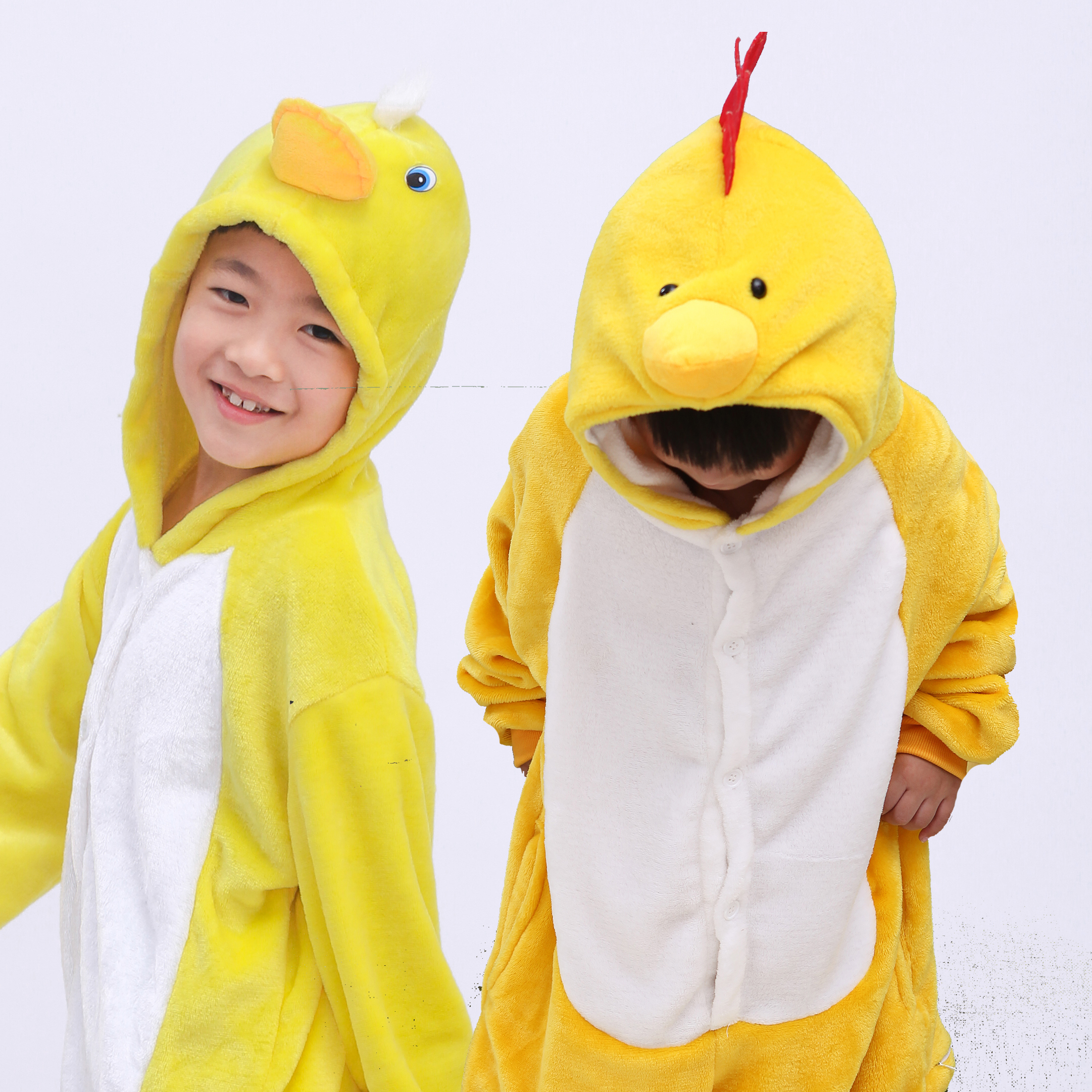 儿童小黄鸡小黄鸭卡通连体睡衣