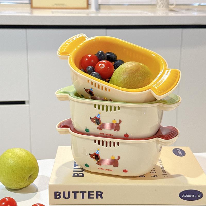 家用加厚多功能洗水果洗菜篮双层果盆食品级果盆厨房沥水篮水果盘