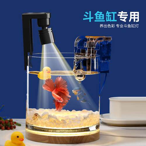 鱼缸led夹灯斗鱼缸灯苔藓灯小缸led灯迷你鱼缸夹灯可旋转led灯