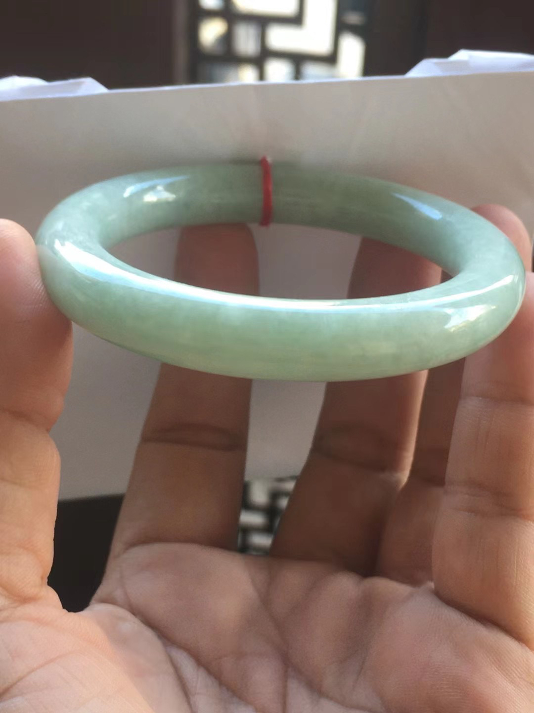 正圈口51缅甸保真正品翡翠天然A货淡绿色圆条手镯小口径少女闺蜜