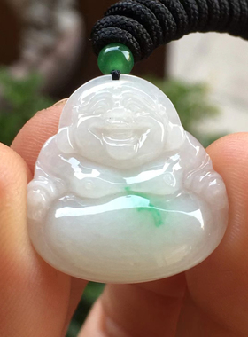 缅甸A货保真正品翡翠佛公白底青汽车钥匙扣旗袍压襟挂锁骨挂包包