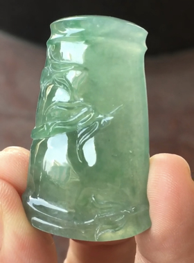 保真正品缅甸A货老坑冰种绿色竹子竹节吊坠男女款送礼闺蜜同款