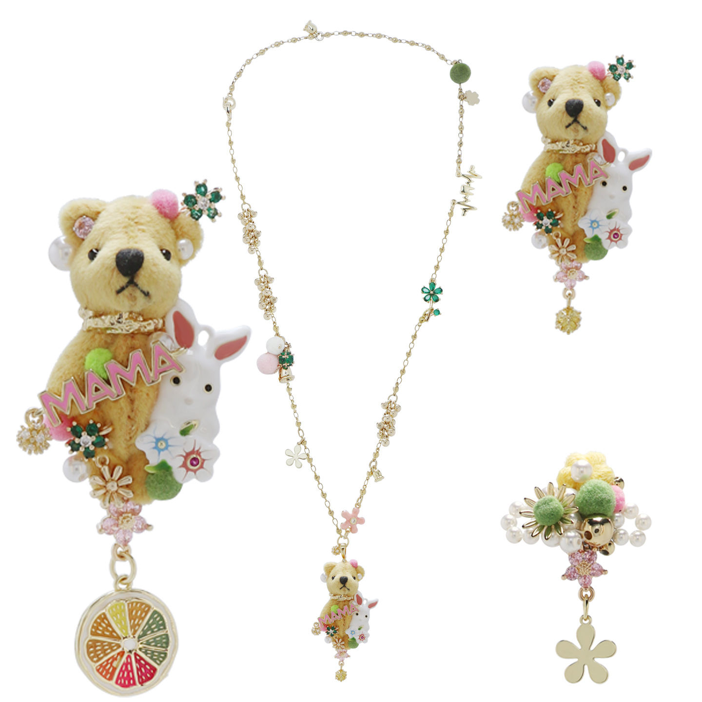 BING美丽熊系列不对称耳环