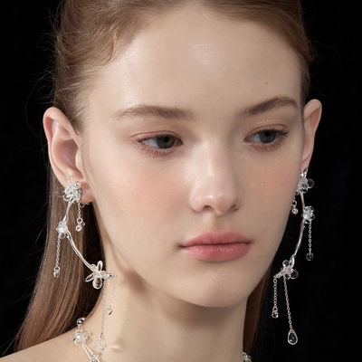 BING超仙藤曼花朵水滴流苏耳环