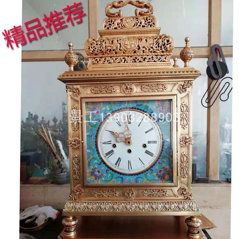 欧美式纯铜镀金珐琅景泰蓝丹青色德国进口原装hermle座钟