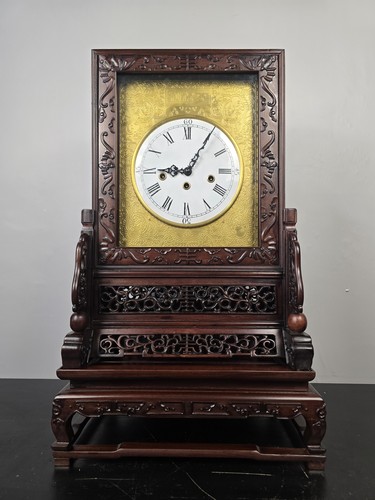 中式纯手工红木花梨铜屉南京钟苏钟精致2号双铃德国进口五音机芯