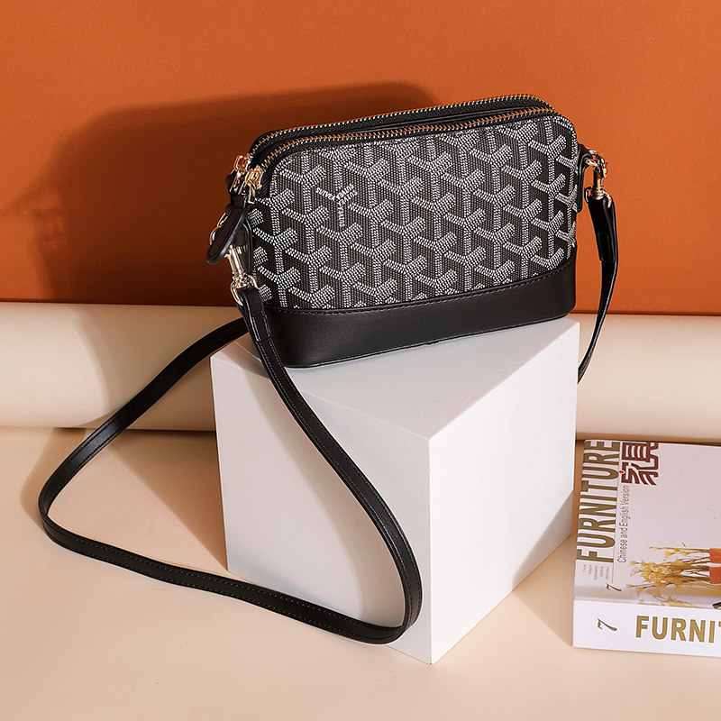 2023韩国新款休闲双拉链斜挎小包包简约百搭可调节休闲单肩手机包