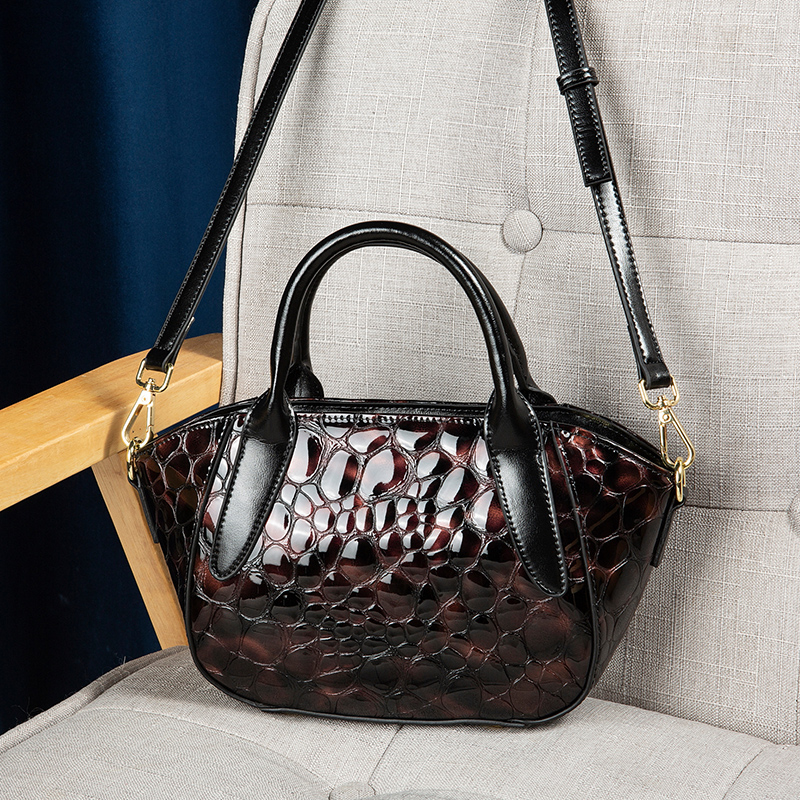 丝芙伦石头纹真皮斜挎手提包女包