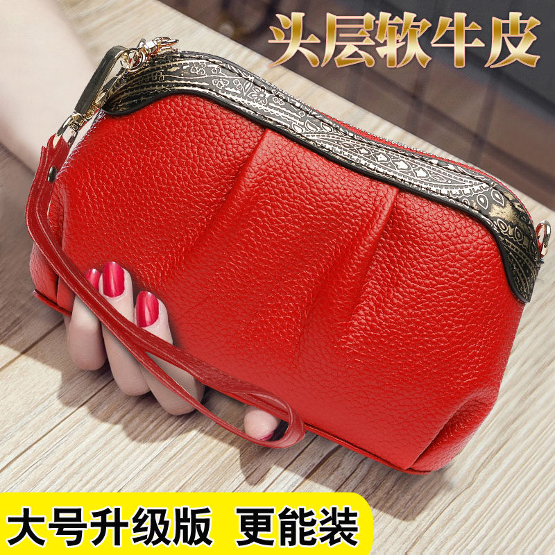 2020新款潮女真皮手拿包休闲百搭单肩斜挎小包软皮斜挎包大手机包