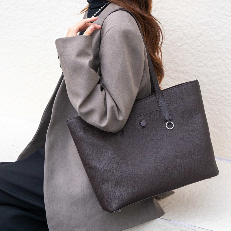 丝芙伦真皮大容量单肩托特包女包