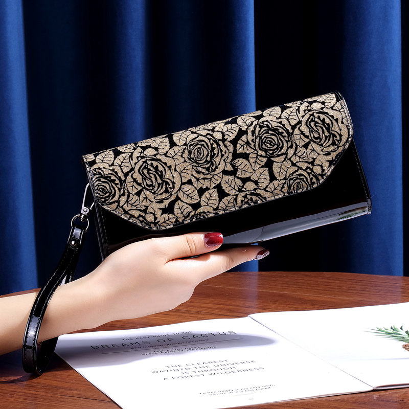 时尚玫瑰花亮皮宴会手拿包真皮链条单肩斜挎小包包大容量手拎钱包,箱包皮具/热销女包/男包,手拿包,淘宝优惠券,粉丝福利购,淘宝优惠卷