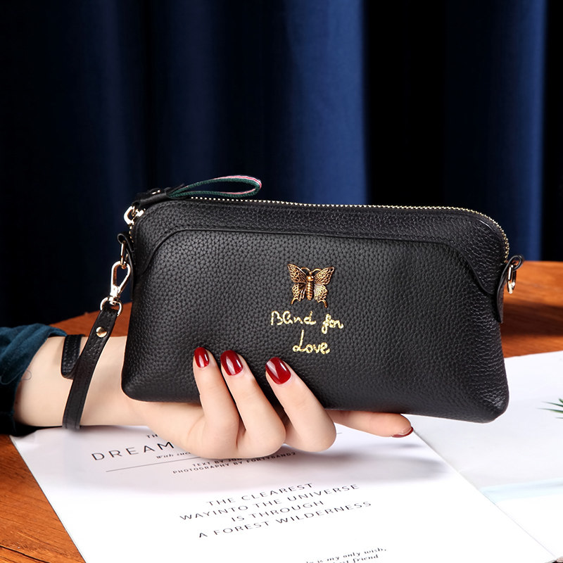 时尚新款真皮单肩斜挎手拿包女包