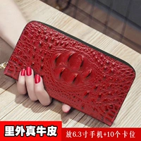 Модный классический бумажник с молнией, длинный кожаный кошелек, из натуральной кожи, крокодиловый принт