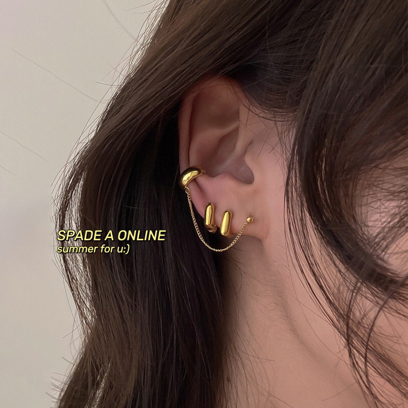 多耳洞女孩福音2022新冷淡风简约耳扣耳骨夹金属色小众链条耳钉女