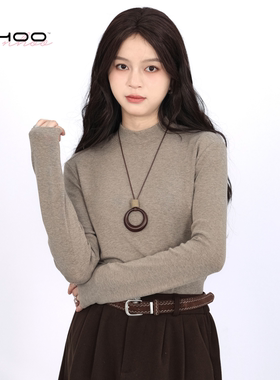 NHOO恩逅 秋冬万能打底绒感针织半高领打底衫