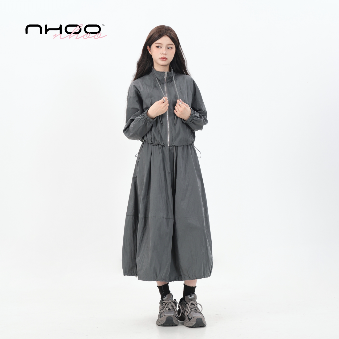 户外感夹克套装A字裙三件套装