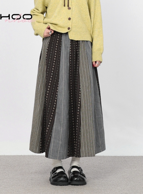 NHOO恩逅 文艺解构小众设计感不规则拼接半身裙艺术感半裙大裙摆