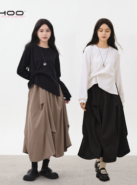 NHOO恩逅 套装女不规则裙子女士2025新款T恤上衣半身裙秋季两件套