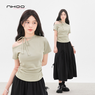 女2025T恤上衣半身裙两件套 NHOO恩逅 百搭套装 女裙夏季 薄款
