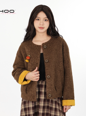 NHOO恩逅 秋冬加厚保暖安小南瓜羊羔绒撞色外套棉服