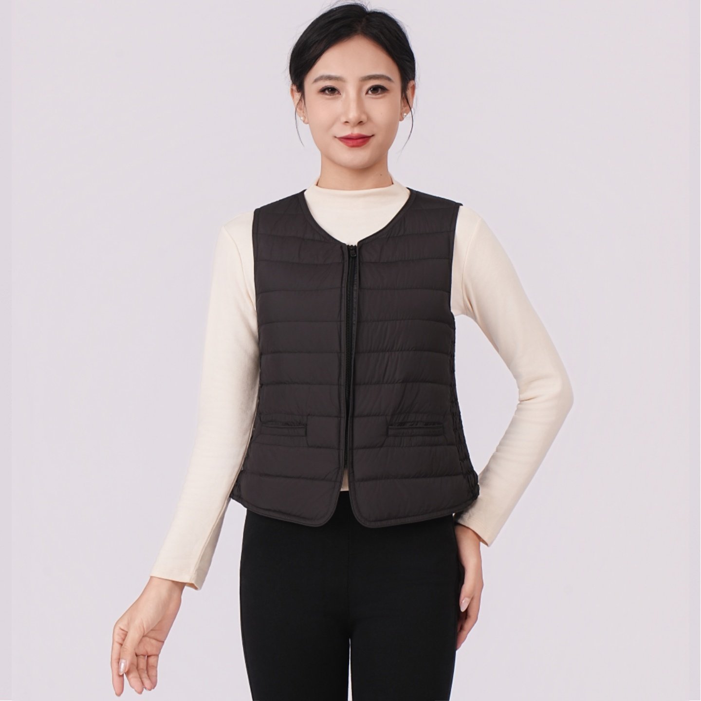 大羽2025秋冬中老年轻薄羽绒背心女马甲内胆薄款羽绒服外套707001
