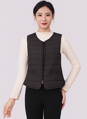 大羽2025秋冬中老年轻薄羽绒背心女马甲内胆薄款羽绒服外套707001