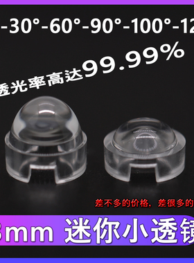 1w3w5wLED迷你小直径13mm透镜15°30度90度100度高透亚克力亚加力