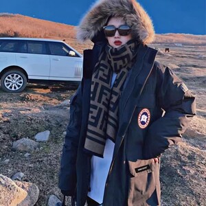 加拿大大鹅羽绒服男08远征中长款冬季情侣连帽男工装大码派克外套