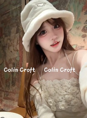 高定版本！25-10毛茸茸巨暖 白色兔毛渔夫帽 女冬季帽子 保暖