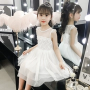 Váy bé gái mùa hè 2019 bé gái mùa hè váy sợi nước ngoài trang phục quần áo trẻ em váy công chúa trắng - Váy