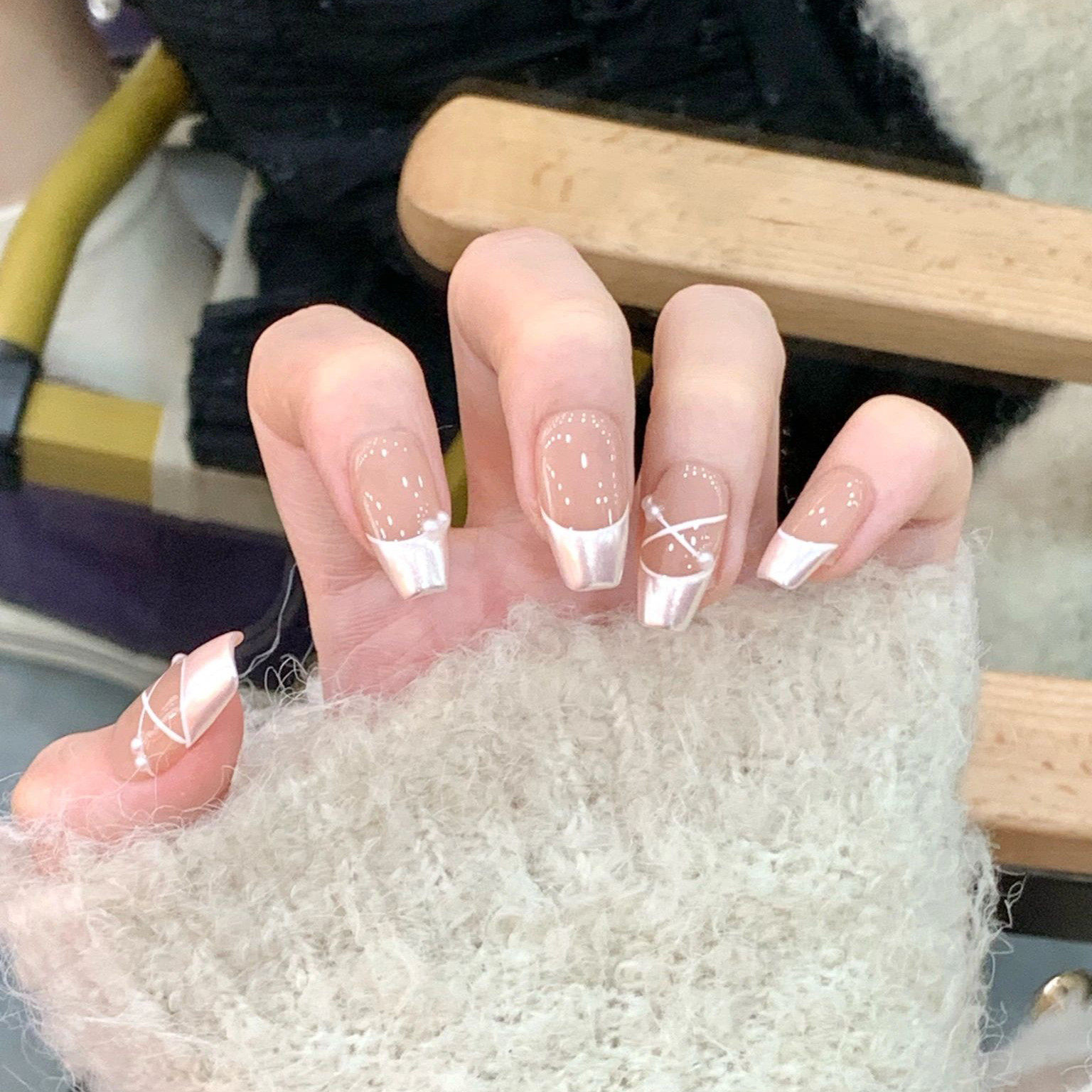 手工穿戴甲ins仙气芭蕾舞鞋美甲贴片显白温柔少女心月光粉指甲片