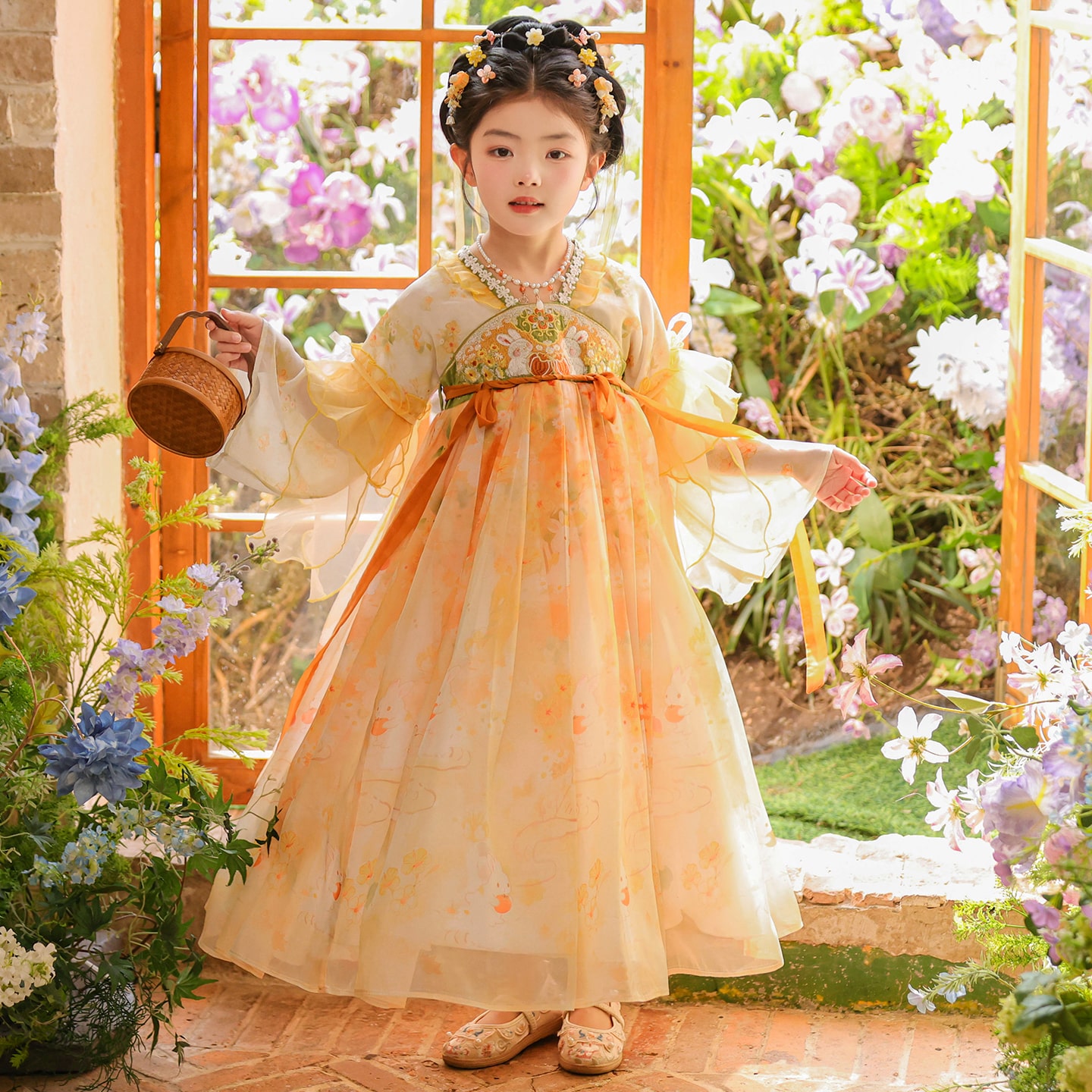 女童中秋绝美汉服古装2026新款儿童国风公主连衣裙小女孩唐装秋款
