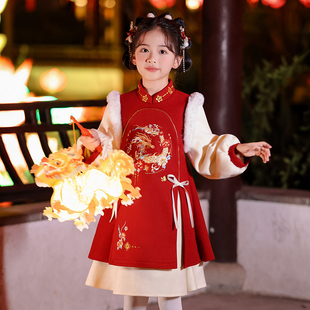 冬季 儿童古风超仙古装 加绒 拜年服唐装 女童汉服秋冬中国风2025新款