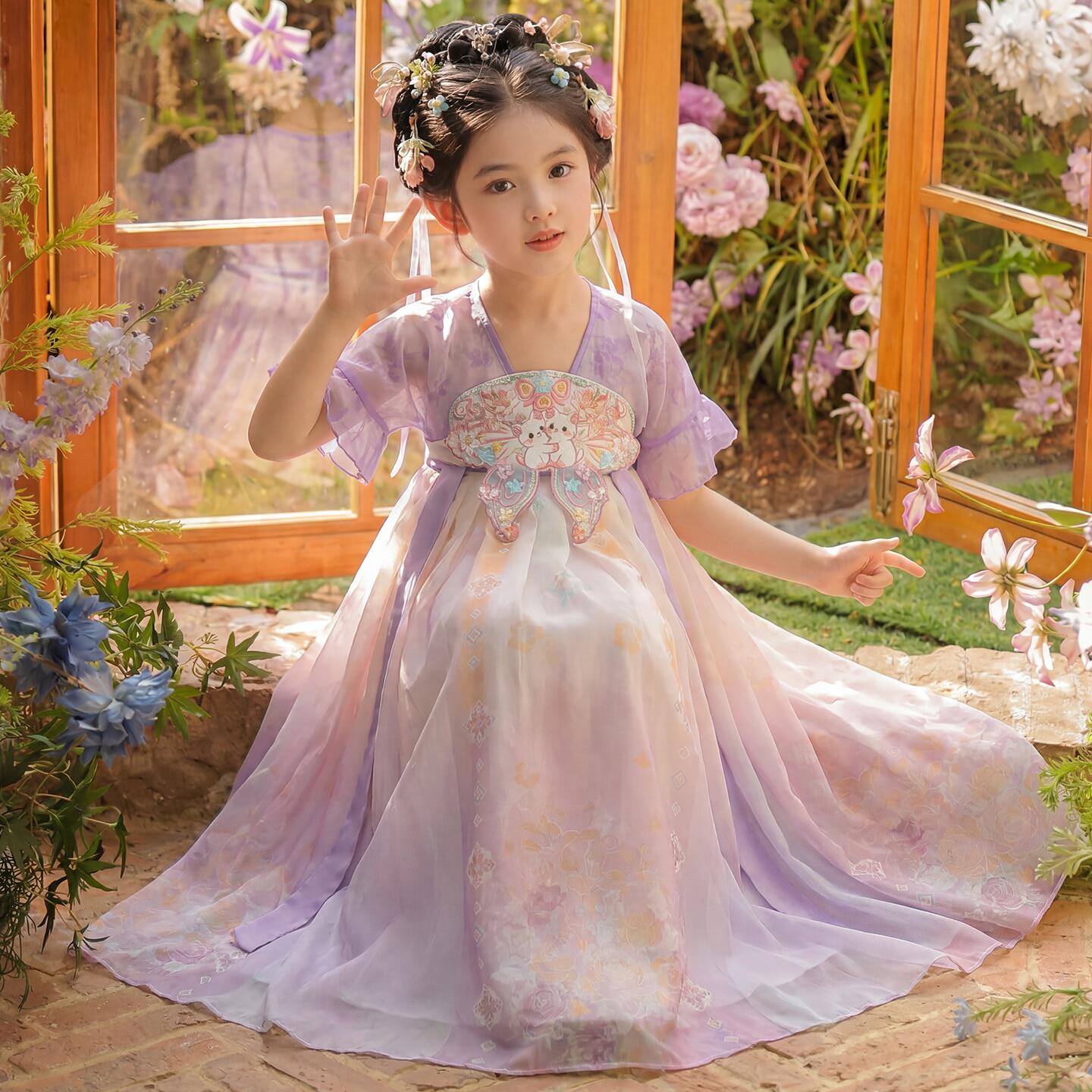 汉服女童2026新款夏季薄款连衣裙女孩唐装古风公主中国风儿童裙子