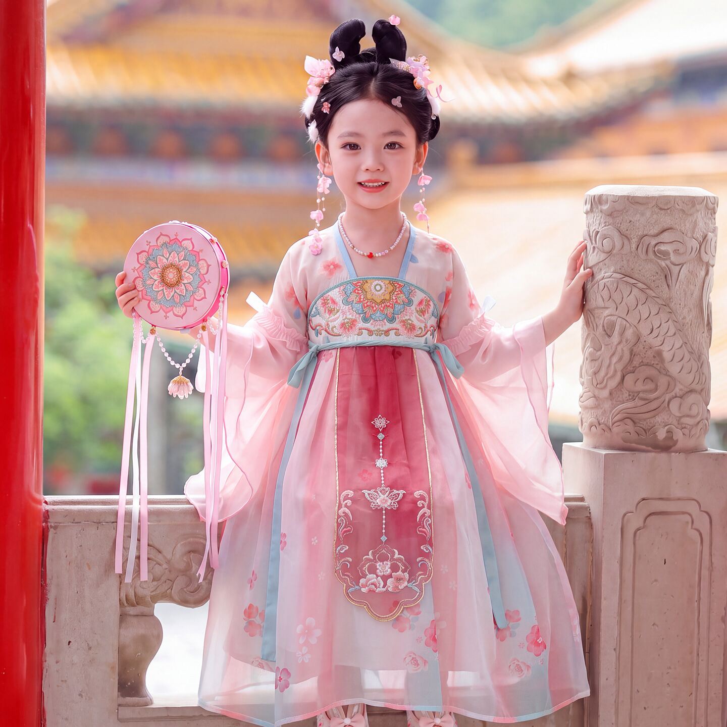 女童汉服秋装2026新款儿童唐装齐胸襦裙女孩中国风古装长袖连衣裙