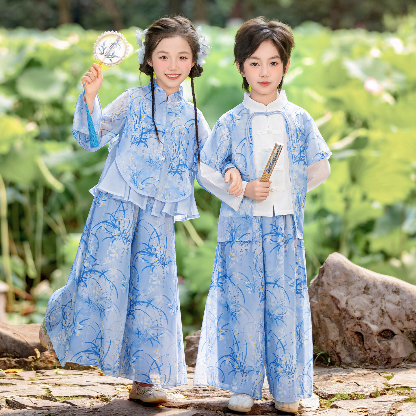 儿童汉服男童秋季古装女童日常可穿中式国风唐装小学生中秋演出服