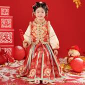 2026新款 中国风新年喜庆女孩唐装 儿童古装 汉服女童拜年服冬装 冬季