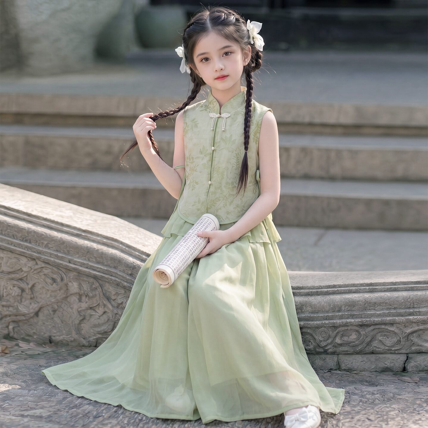 女童新中式汉服套装夏季2026新款古风超仙唐装夏款儿童古装两件套