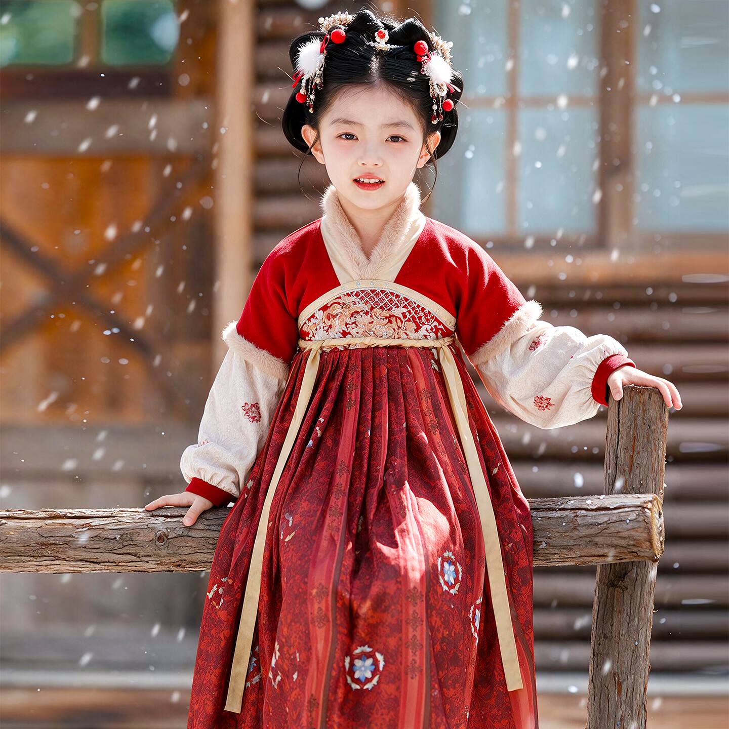 拜年服汉服女童中国风冬装2026新款儿童古风超仙秋冬季古装连衣裙