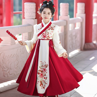 儿童加绒汉服冬款 女童拜年服古装 2025新款 国风喜庆过年服唐装 冬季