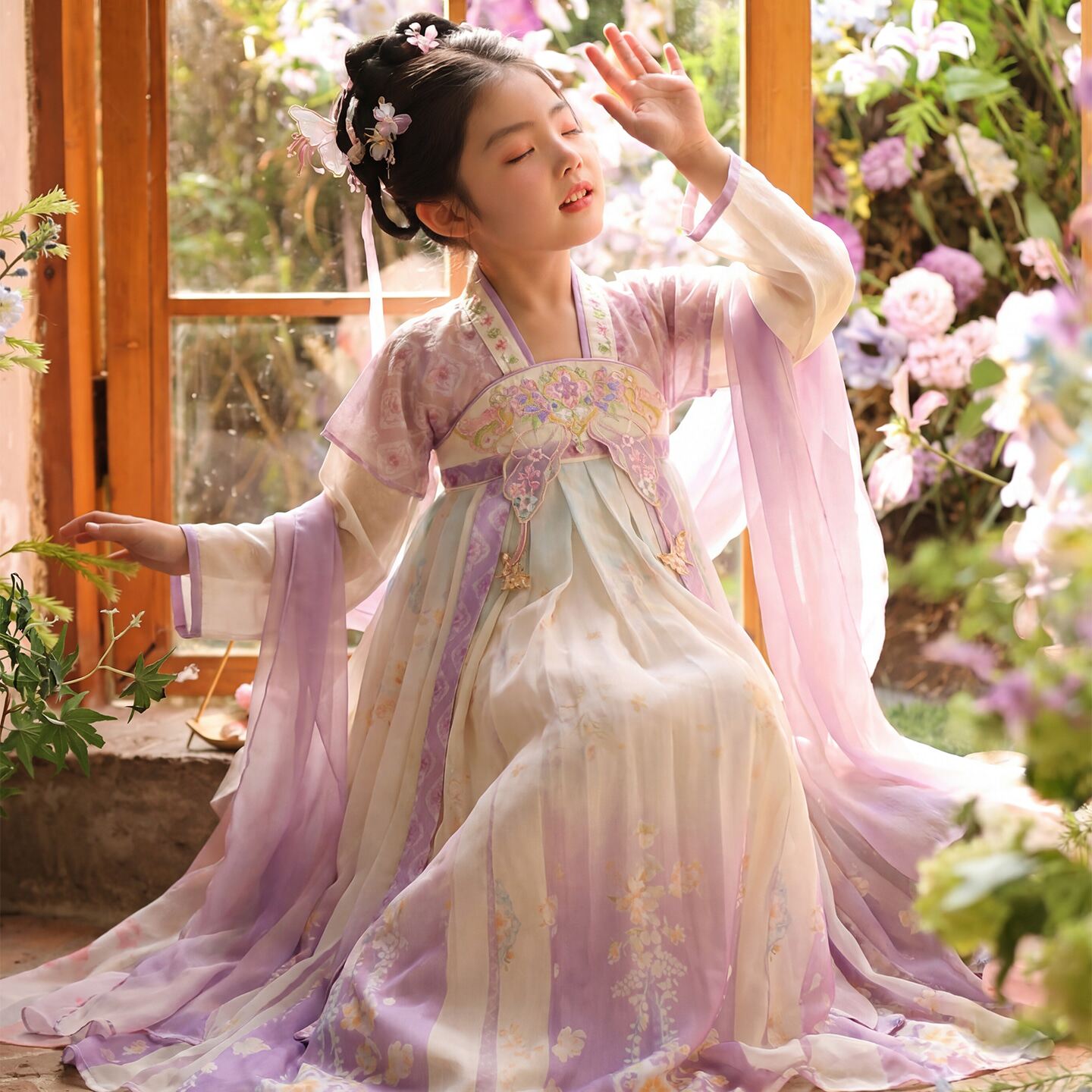 汉服女童连衣裙春秋2026新款春季女孩国风古装裙子儿童公主裙春款