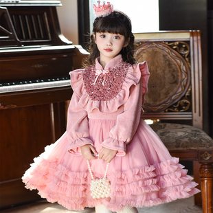 公主裙女童2026新款冬季儿童连衣裙冬装小女孩洋气加绒冬裙子童装