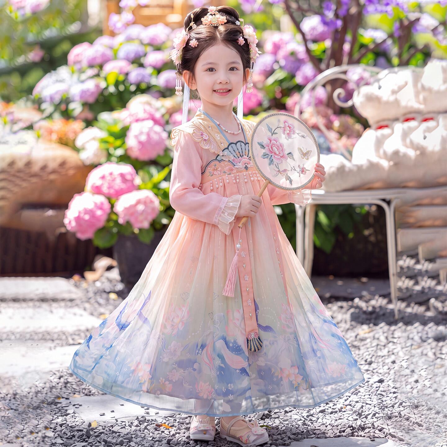 女童汉服秋季中国风连衣裙2026新款洋气小女孩公主裙儿童古装秋款