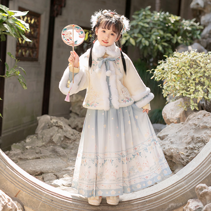 汉服女童拜年服2026新款秋冬儿童马面裙套装中国风唐装小女孩古装
