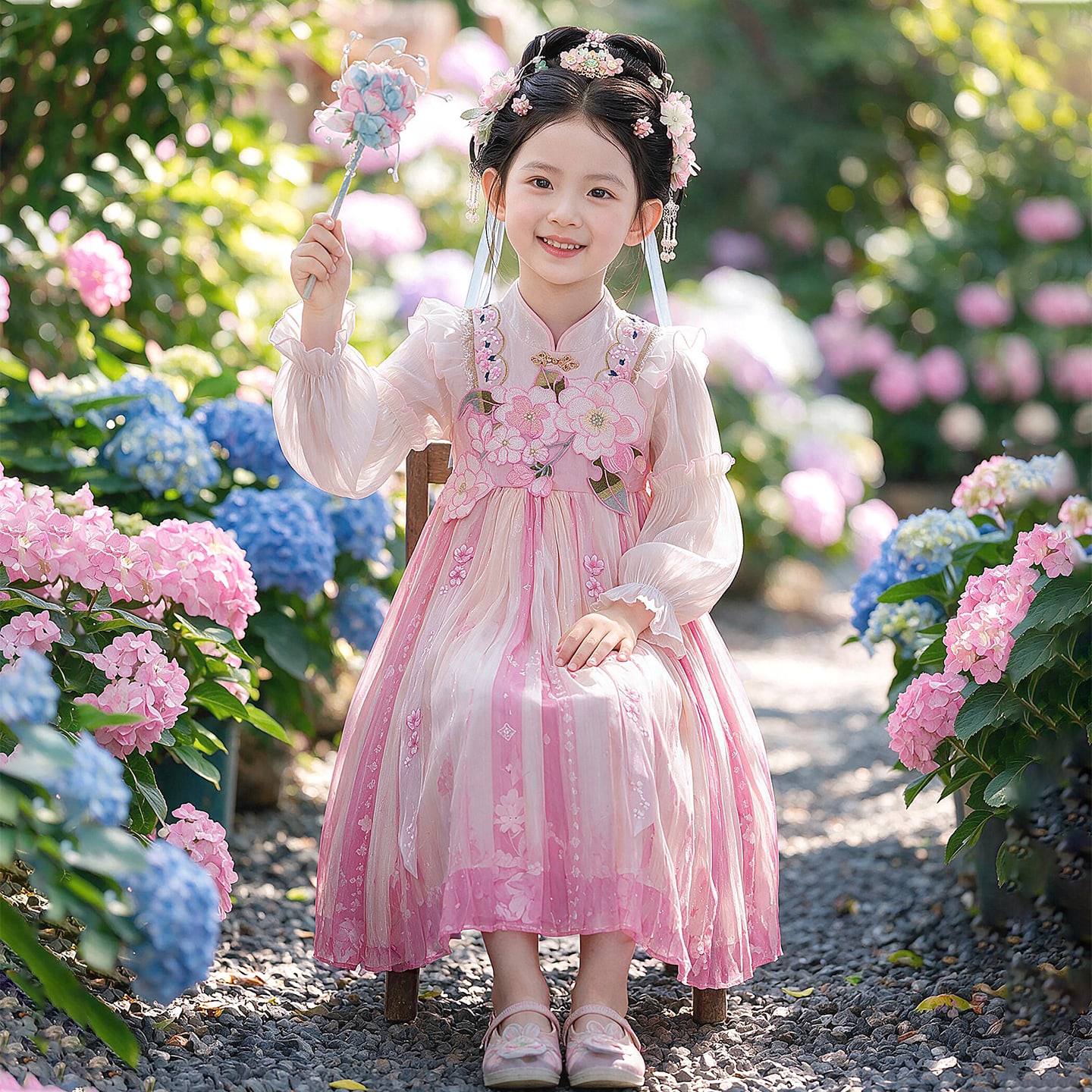 女童唐装公主裙秋季汉服儿童洋气裙子2026新款女孩古装连衣裙秋款