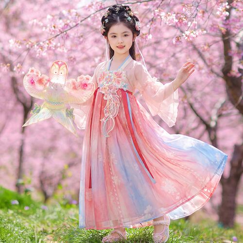 汉服女童连衣裙夏季2026新款儿童国风超仙公主裙女孩古风唐装襦裙