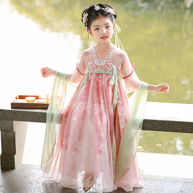 汉服女童古风超仙连衣裙夏装2025新款国风唐装夏款儿童古装公主裙