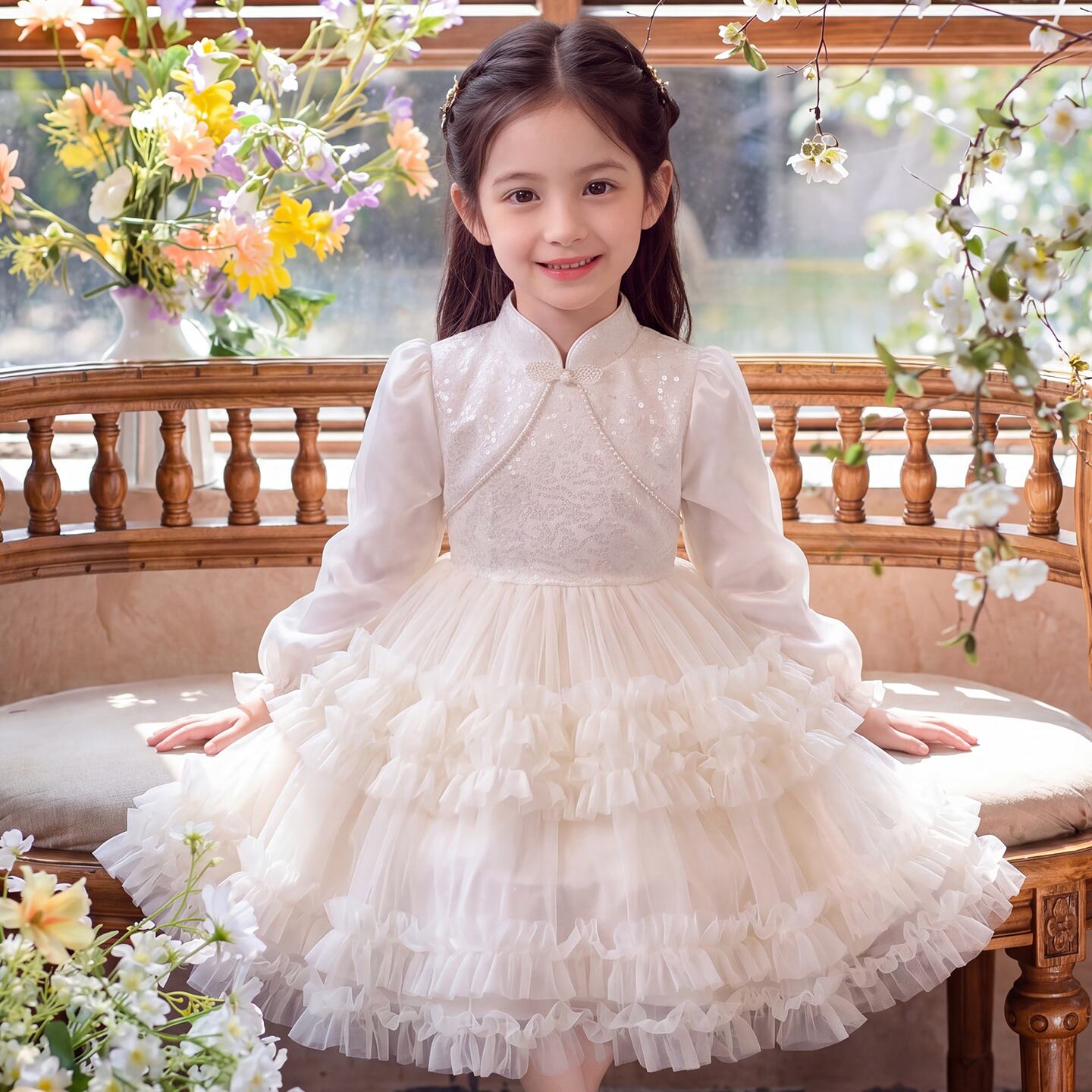 女童新中式公主裙秋装2026新款儿童洋气裙子小女孩生日连衣裙秋款