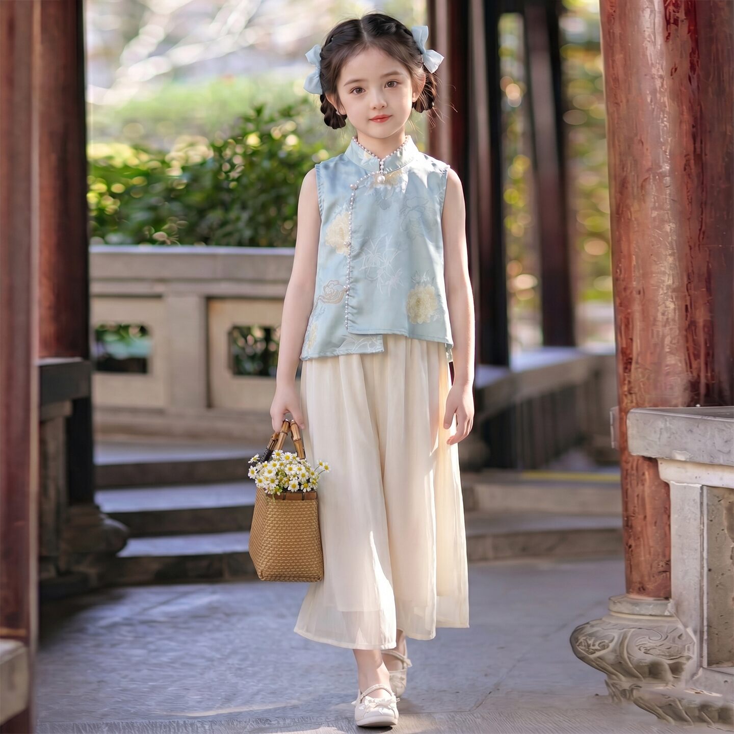 女童新中式汉服套装夏季2026新款儿童女孩国风旗袍古装两件套夏款