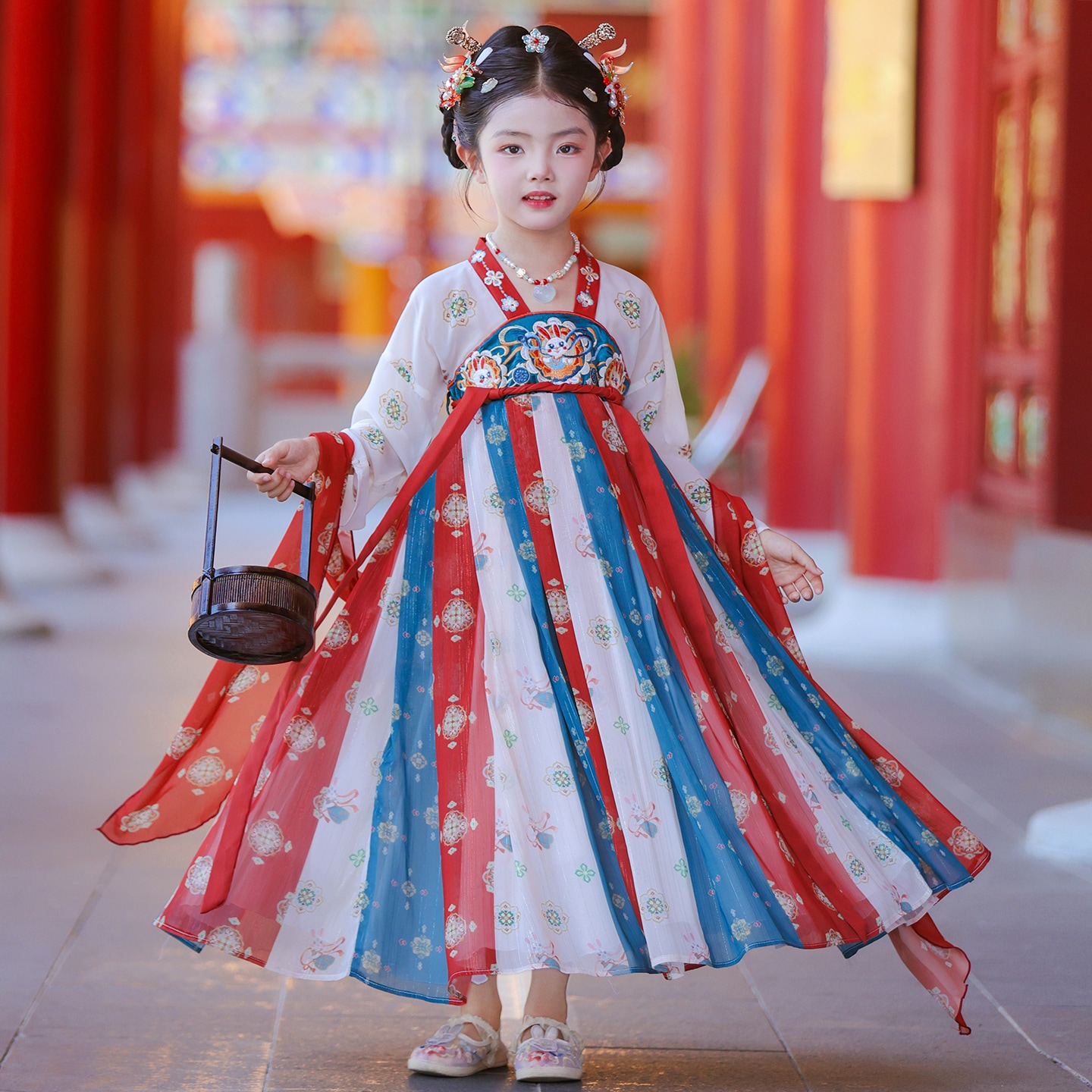 汉服女童中秋节2025新款儿童敦煌风古装连衣裙小女孩古风超仙襦裙